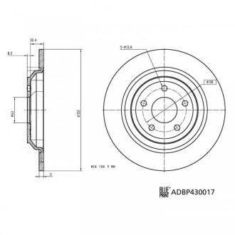 Фото 3 - Гальмівний диск BLUE PRINT ADBP430017