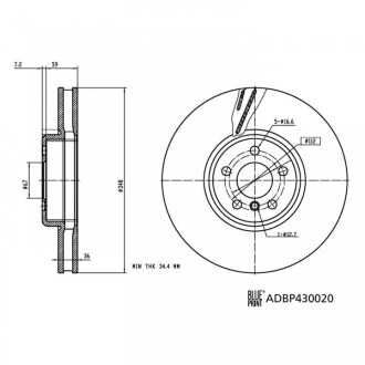 Фото 3 - Тормозной диск BLUE PRINT ADBP430020