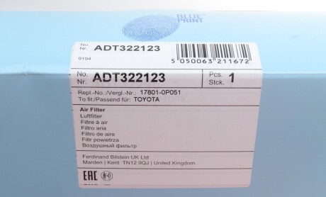 Фото 4 - Повітряний фільтр BLUE PRINT ADT322123