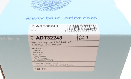 Фото 5 - Повітряний фільтр BLUE PRINT ADT32248