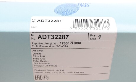 Фото 5 - Воздушный фильтр BLUE PRINT ADT32287