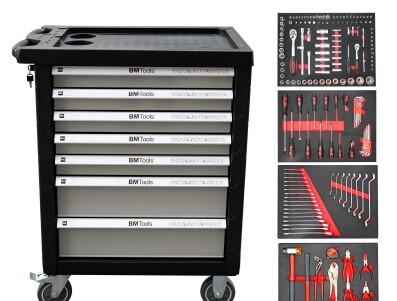 Візок з інструментами 7 секцій 172 од. (сірий) - BM TOOLS 20100001
