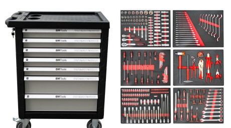 Візок з інструментами 7 секцій 268 од. (сірий) - BM TOOLS 20100003