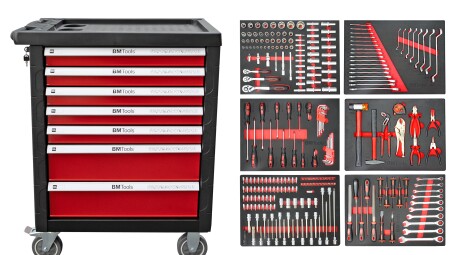 Візок з інструментами 7 секцій 268 од. (червоний) - BM TOOLS 20100004