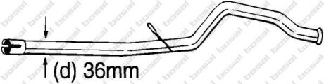 Вихлопна труба середн (діаметр:36мм) PEUGEOT 206 1.1/1.4 08.98-12.12 - ((1731K7)) BOSAL 889-189