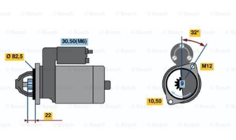 Стартер - (96952007, 96843582, 96843579) BOSCH 0001107045