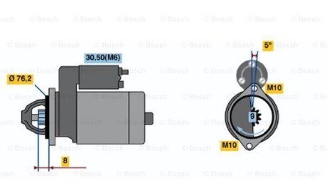 Стартер - (f7JL11450AA, STC852, 1008795) BOSCH 0001108156