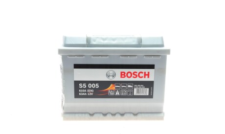 Аккумулятор автомобильный АКБ 12В 63Ач 610A S5 Silver Plus правый "+" - BOSCH 0 092 S50 050