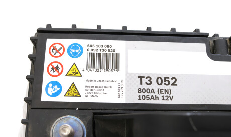 Фото 2 - Автомобильный аккумулятор BOSCH 0 092 T30 520 (0092T30520)