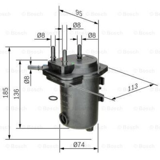 Топливный фильтр - (7701061577, 8200186218) BOSCH 0450907012