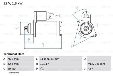 Стартер - BOSCH 0 986 016 980