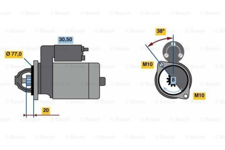 Стартер - ((3610023161, 3610023100, 3610023120, 3610023160, 371104A100)) BOSCH 0986022780