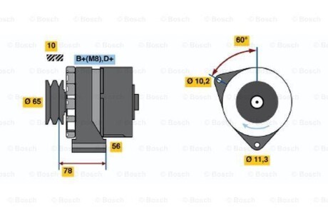 Генератор (14В, 80А, відновлений) SAAB 900 I, 900 II, 9000 2.0-2.5 09.78-12.98 - BOSCH 0986034120