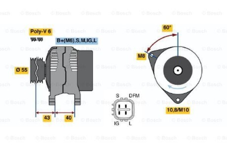 Генератор - (270600D030, 270600D160, 270600D020) BOSCH 0 986 042 660