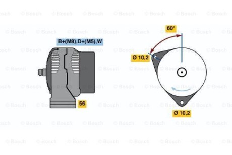 Генератор - ((51261017237, AL114092, AL111675, RE204426)) BOSCH 0986046000