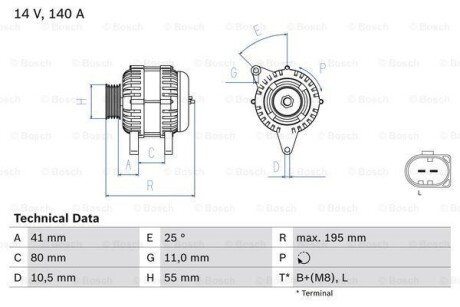 Генератор - (504009978) BOSCH 0 986 046 210