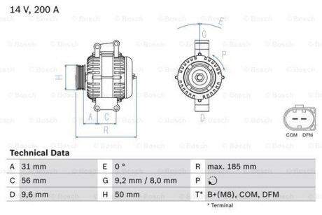 Генератор - (0131540002, 0141540702, A0141540702) BOSCH 0 986 048 550