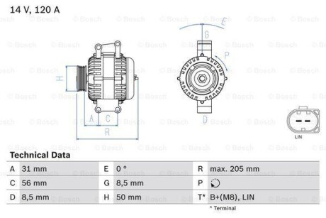 Генератор - BOSCH 0 986 049 010