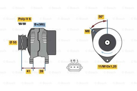 Генератор - (270600D110, 2706022020, 2706022030) BOSCH 0 986 049 490