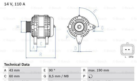 Генератор - (2310000QBA, 7701474416, 8200100907) BOSCH 0986080140