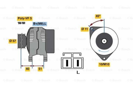 Генератор - (373002A100, 373002A110, 373002A500) BOSCH 0 986 081 060