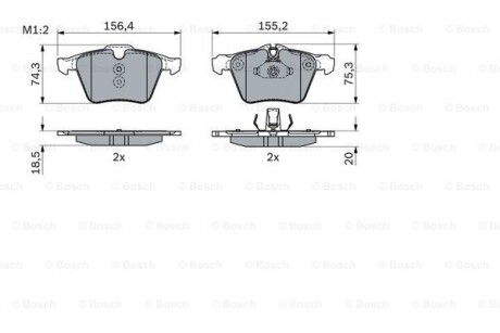 Klocki ham.przod - (c2C27291, C2C35440, C2C36974) BOSCH 0986424125