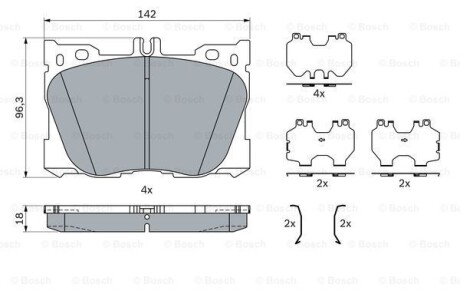 Klocki ham przod - (a0004204900, A0004205000, A0004207900) BOSCH 0986424335