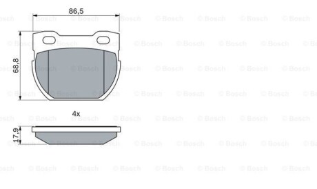 Brake pad set, disc brake - (sfp000130, sfp000250) BOSCH 0986424606