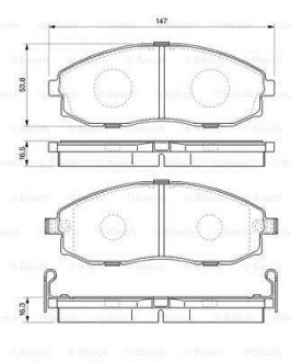 Комплект тормозных колодок, дисковый тормоз - (581014AA00, 581014AA10, 581014AA11) BOSCH 0 986 424 670