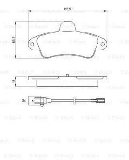 Комплект тормозных колодок, дисковый тормоз - (6669780, 7153477, 93BB2M008BB) BOSCH 0 986 460 991 (фото 1)