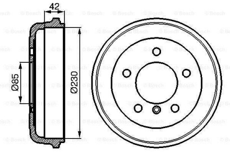 Тормозной барабан - (6O142351O1, A6014235101, A6O142351O1) BOSCH 0 986 477 101