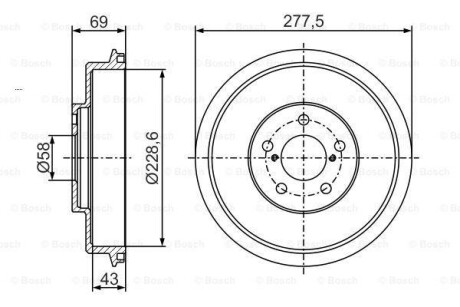 Гальмівний барабан - ((26340AA010, 26740FA000)) BOSCH 0986477279