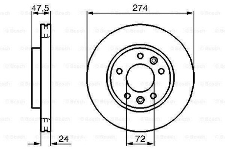 Тормозной диск - (0K55233251, 0K55233251A, 0K56A33251) BOSCH 0 986 479 013