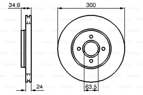 Тормозной диск - (2M5V1125AB, 2M5V1125AA, 4328921) BOSCH 0 986 479 048