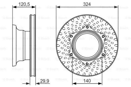 Диск гальмівний (задній) MB Vario (324х30) 96- 17.5" (вентильований) - BOSCH 0 986 479 600