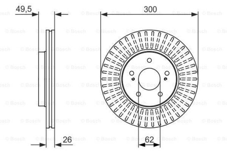 Тормозной диск - (5531157L00, 5531157L01) BOSCH 0 986 479 787 (фото 1)