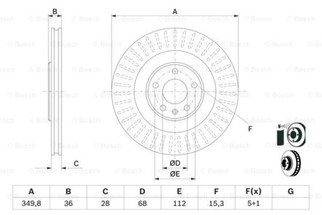 Диск торм. зад. AUDI A6 20- - (4M0615601P) BOSCH 0986479E41