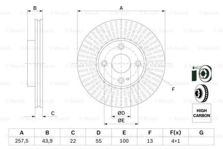 Диск гальм. передн. MAZDA 2 14- - (da7r33251, d09t33251) BOSCH 0986479E56