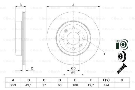 Suzuki диск тормозной передн.ignis,wagon,opel - (4707288, 4706749, 5530000) BOSCH 0986479E75