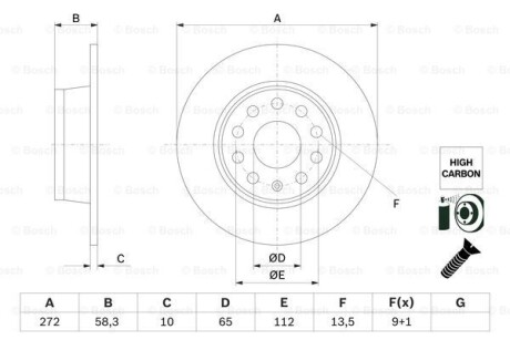 TARCZA HAM.TYL - (5Q0615601, 5Q0615601B) BOSCH 0986479F23 (фото 1)