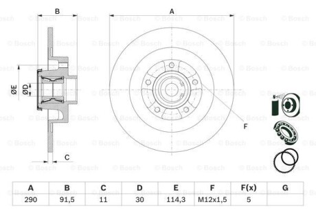 Tarcza ham tyl 290x11 p lozysko abs - (432021878R, 432024962R, 432029176R) BOSCH 0986479F42