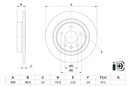 Гальмівний диск - ((13513890, 13517854, 13517857, 13517858, 13521008)) BOSCH 0986479F83