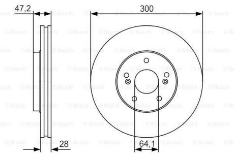 Диск гальмівний (передній) Honda Accord 02- (300x28) (вентильований) - BOSCH 0 986 479 R47