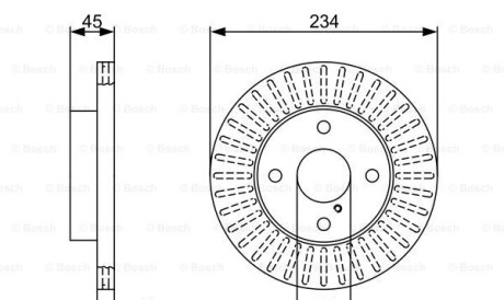 Mazda диск гальмівний передній 323 -98 - (b25Y3325XB, B4583325XC, B4583325XD) BOSCH 0986479V65