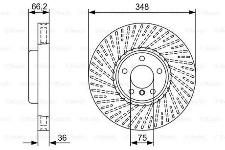 Диск гальмівний (передній) BMW 5 (F10/F11)/6 (F12/F13)/7 (F01-F04) 10- (348x36) (L)(з покр.)(вентил.) 0 986 479 W19 - BOSCH 0986479W19