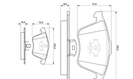 Колодки гальмівні передні Ford Focus Mazda 3 Volvo C30 C70 S40 V50 Opel Vectra C 05-14 V40 12- - (b3YF3323Z, 1368558, 30683274) BOSCH 0 986 494 077