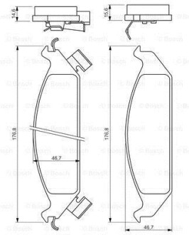 Комплект тормозных колодок, дисковый тормоз - (5016228AA, 4882070, 4728240) BOSCH 0 986 494 313