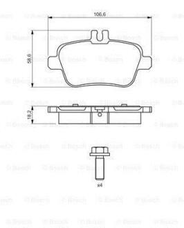 Гальмівні колодки дискові MERCEDES A/B/CLA 11>> - (0064202320, 0064207920, 0064208020) BOSCH 0986494664 (фото 1)