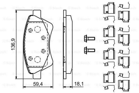 Комплект тормозных колодок - BOSCH 0 986 494 725