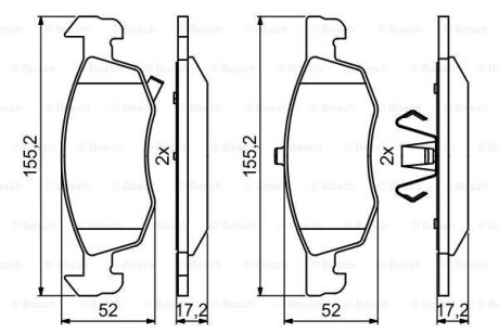 Гальмівні колодки дискові OPEL Corsa F - (1605280, 95517028, 95524972) BOSCH 0986494824